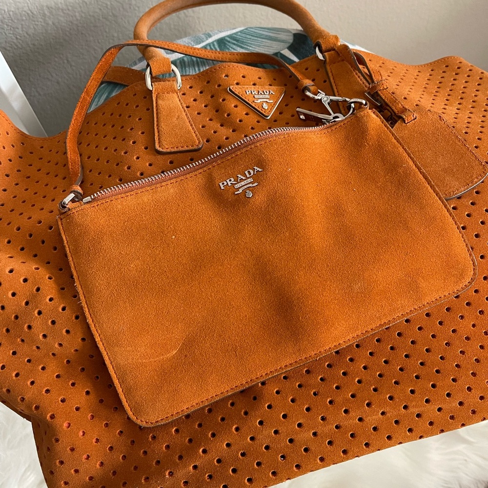 Prada perforated tote